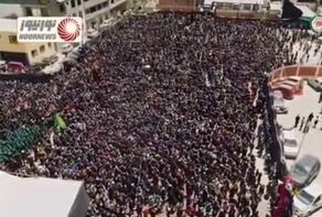 A memorial ceremony attended by tens of thousands held in India’s Kargil for Iranian president and his entourage